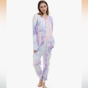 Lifeye Tie-Dye Women’s Onesie Sleep Romper Pajama 1-Pc size L